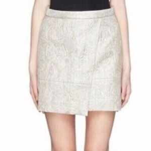J.Crew Metallic Ivory Brocade Wrap Mini Skirt